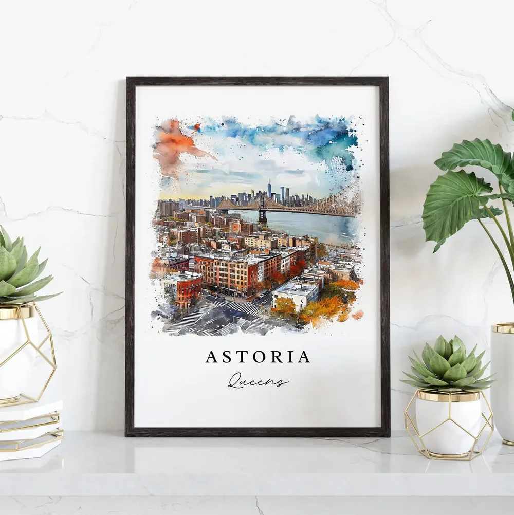 Astoria Queens Watercolor Travel Poster, NYC Print - Image 4
