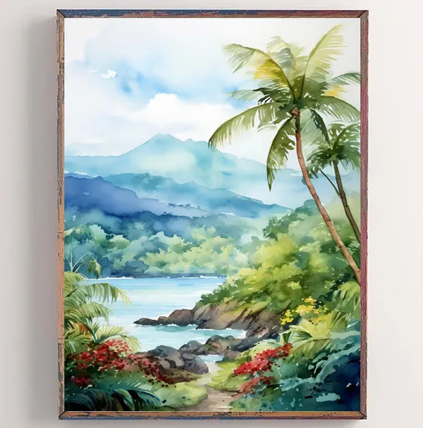 Costa Rica Landscape Art Print, La Fortuna Volcano