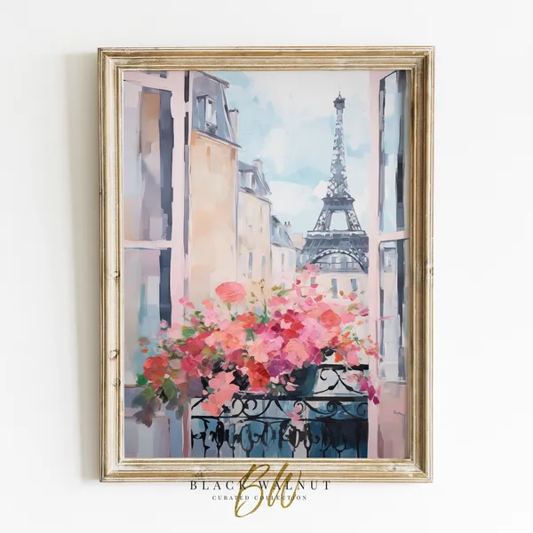 Paris Eiffel Tower Painting, Romantic Art Print