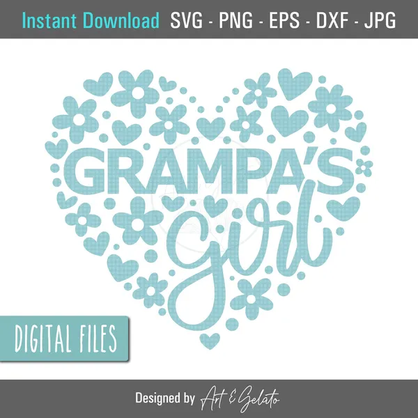 Grandpa's Girl Floral Heart Art Print, Father's Day