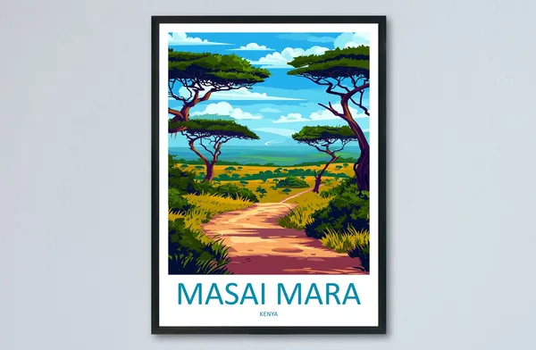 Masai Mara Travel Print, Kenya Wall Art
