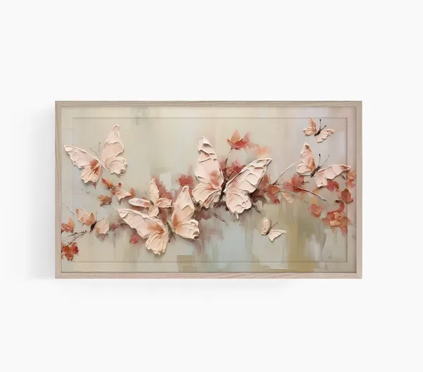 Butterflies Frame TV Art, Neutral Spring Print
