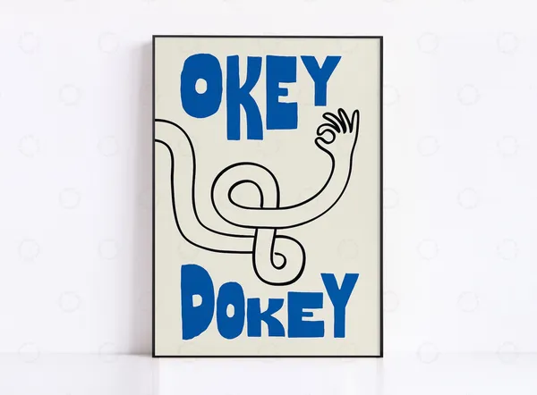 Okey Dokey Mid-Century Typography Art Print