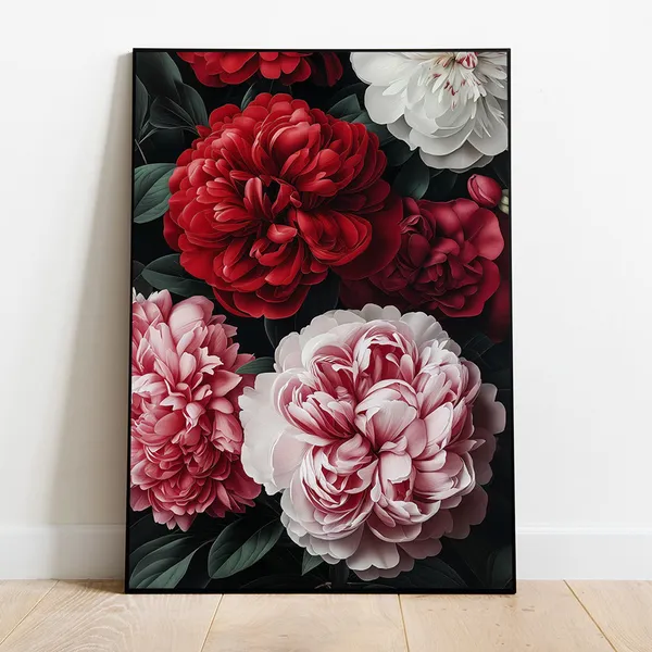 Antique Peony Art Print, Moody French Botanical