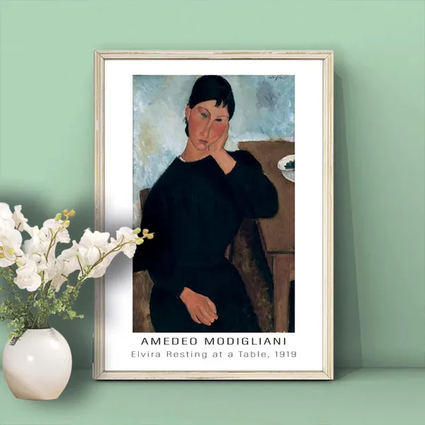 Amedeo Modigliani Elvira Resting At A Table Art Print