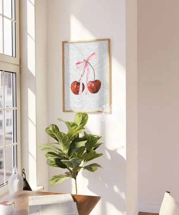 Coquette Cherry Print, Preppy Aesthetic Art Print