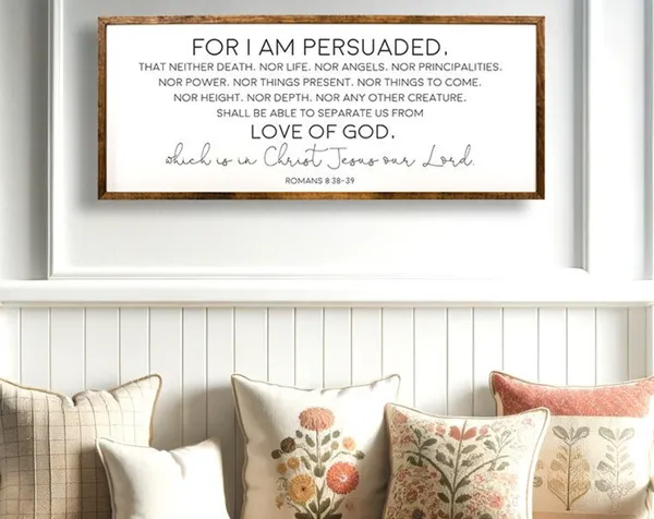 Romans 8:38-39 Scripture Art Print, Christian Verse