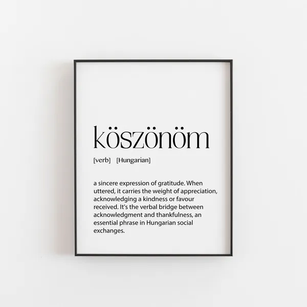 Hungarian Art Definition Print, Thank You Words