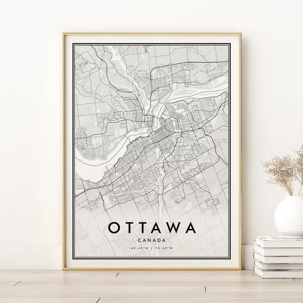 Ottawa Map Print, Retro City Road Gift