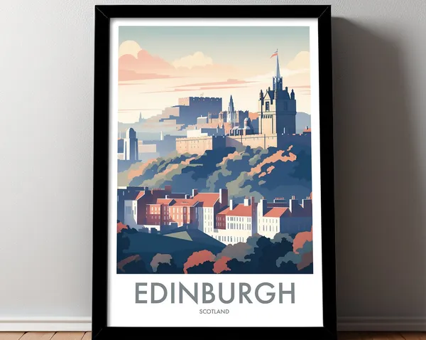 Edinburgh Travel Poster, Scotland Place Print