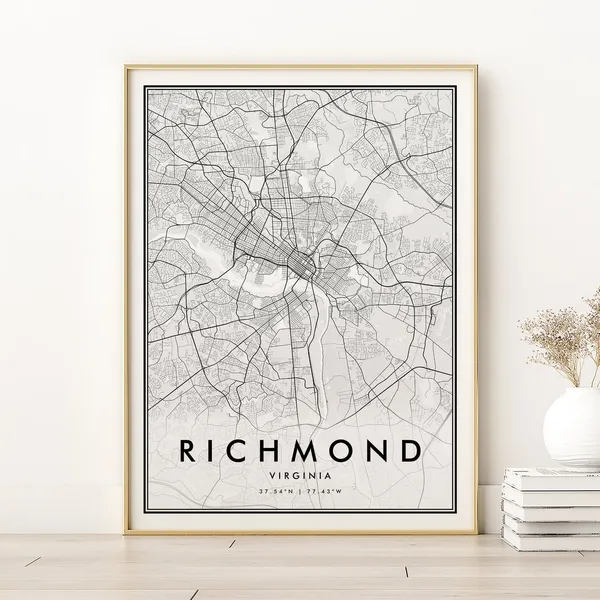 Richmond City Map Virginia Minimalist Art Print
