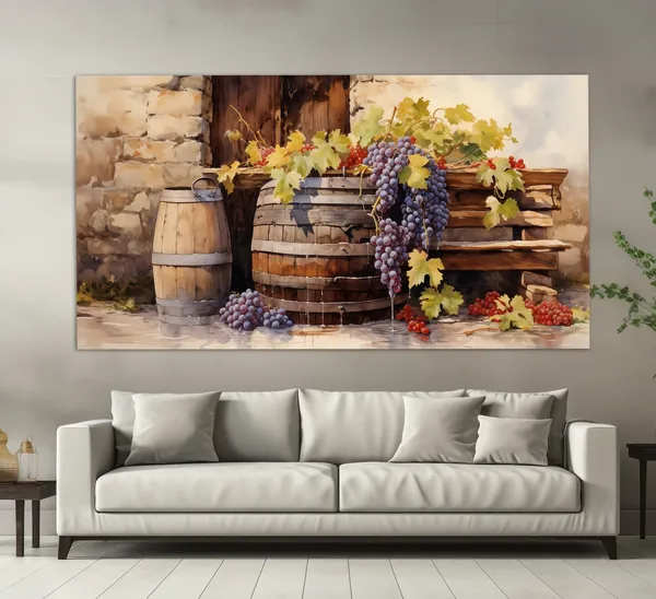 Old Wine Barrel Vintage Wine Wall Decor Print