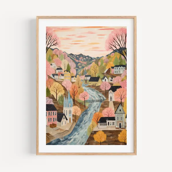 Harpers Ferry Watercolor Travel Poster, West Virginia