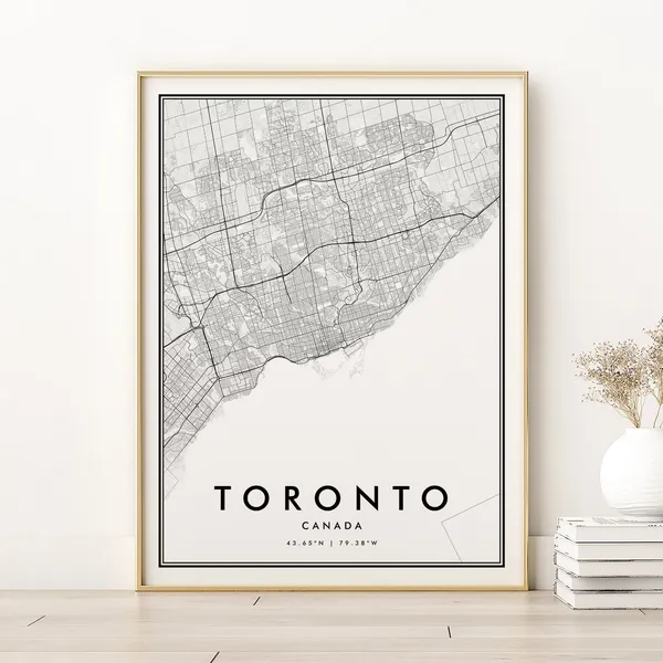Toronto Map Print, Minimalist Ontario City Poster