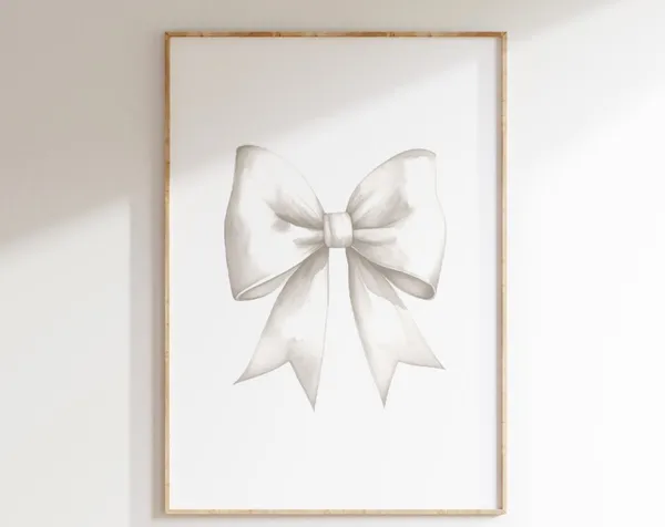 White Bow Print, Preppy Coquette Nursery Decor