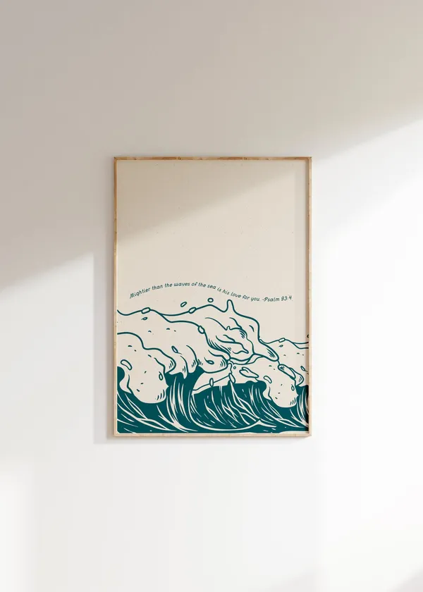 Psalms Scripture Art Print, Minimal Waves Poster