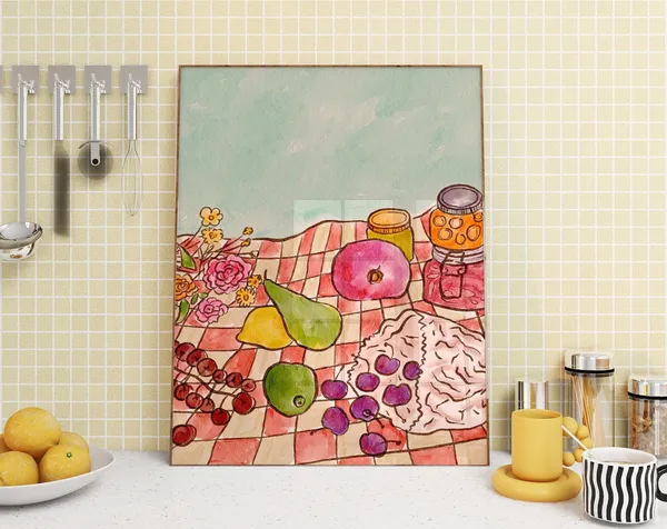 Watercolor Fruit Still Life Art Print, Kitchen Decor