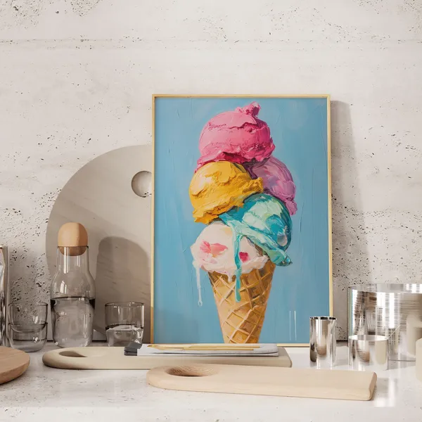 Ice Cream Kitchen Art Print, Kitchen Decor