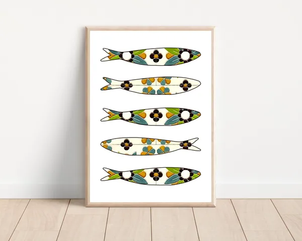 Portuguese Sardine Wall Art Print, Lisbon Travel Poster