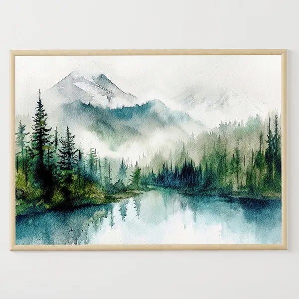 Moraine Lake Watercolor Art Print, Banff National Park