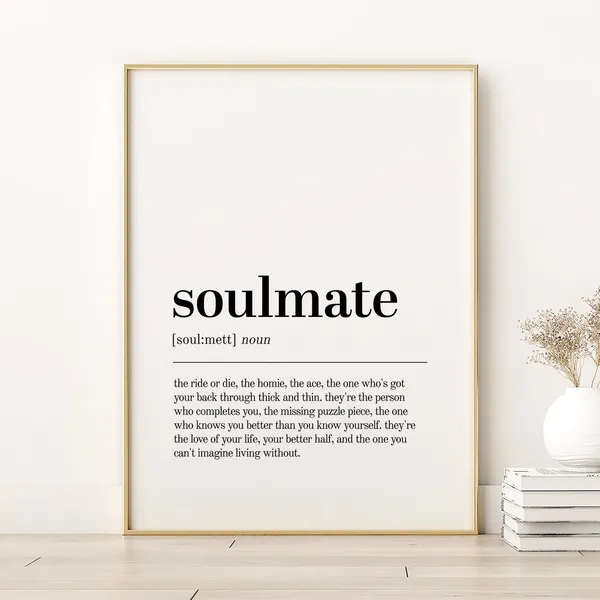 Soulmate Definition Dictionary Typography Art Print