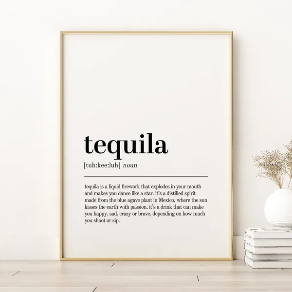 Tequila Definition Art Print, Cocktail Bar Decor