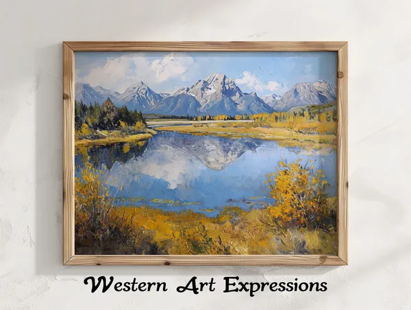 Oxbow Bend Oil Painting, Grand Teton Landscape Art Print