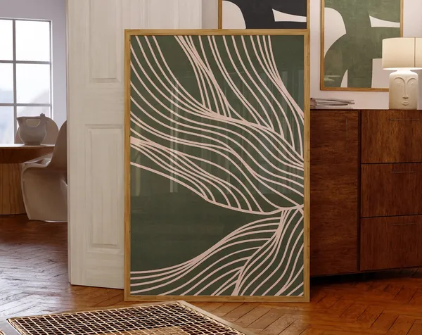 Mid Century Organic Lines Wall Art, Easter Gift