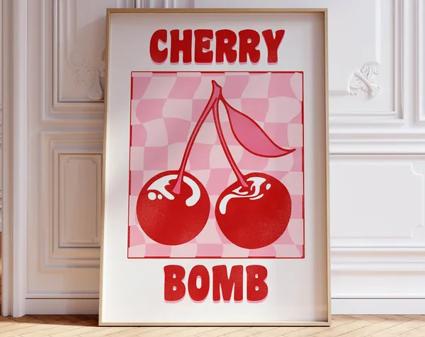 Cherry Poster, Femme Aesthetic Kitchen Art Print
