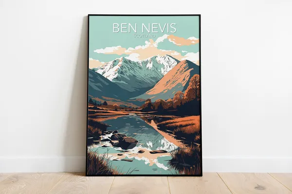 Ben Nevis Modern Poster Print, Mountain Peak