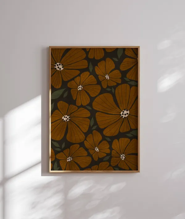 Retro Flower Print, Groovy Floral Art Print