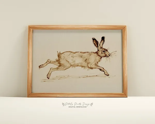 Vintage Spring Rabbit Art Print, Rustic Easter