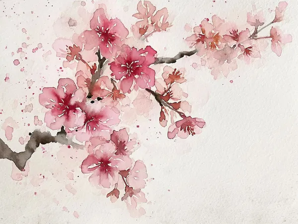 Sakura Cherry Tree Watercolor Art Print, Spring Decor