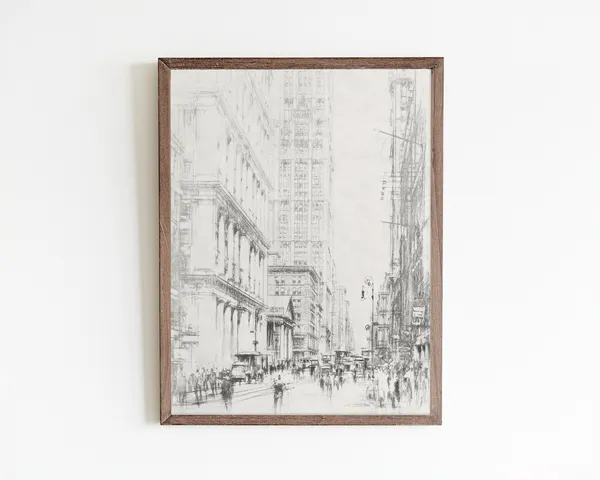 Vintage New York City Sketch, Travel Poster Print