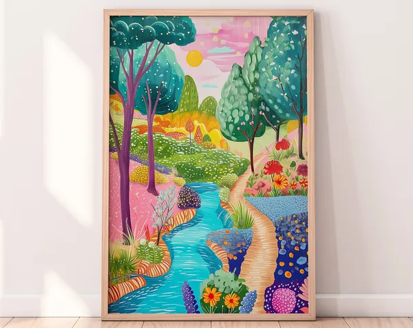 Abstract Pink Forest Art Print, Botanical Scenery