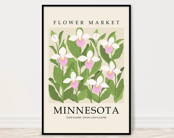 Minnesota Showy Lady's Slipper Flower Market Print