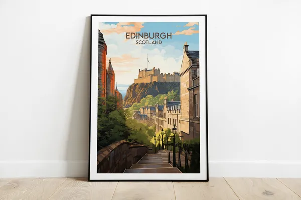 Edinburgh Castle Travel Poster, Scotland Travel Print