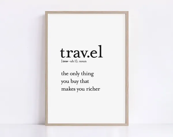 Travel Definition Phrase Poster, Travel Wall Decor