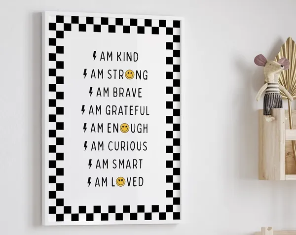 Black Gender Affirmations Nursery Decor Poster