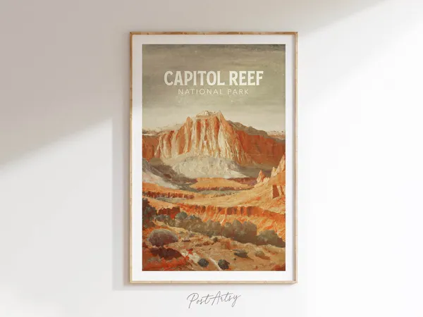 Capitol Reef Vintage Style Travel Poster, Utah State