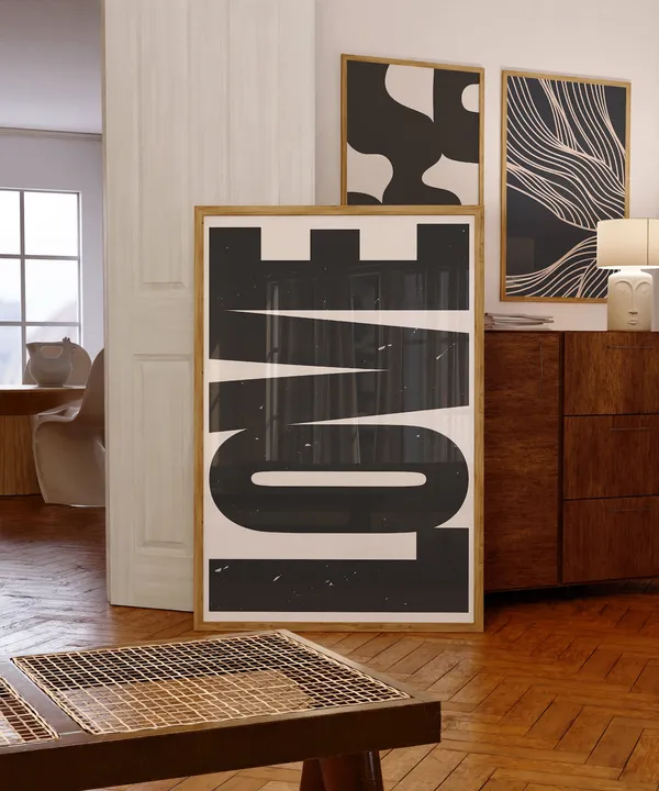 Love Modern Black And White Typography Art Print