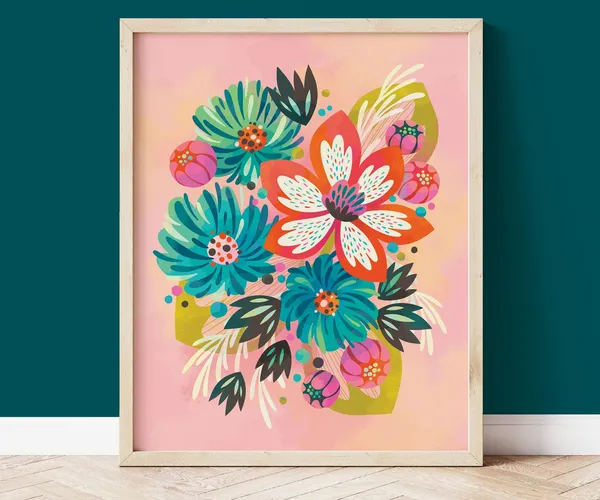 Colorful Flowers Maximalist Gallery Art Print