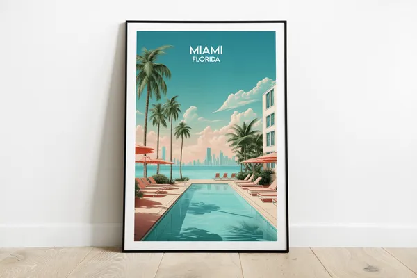 Miami Florida Travel Poster, Custom Personalized Print
