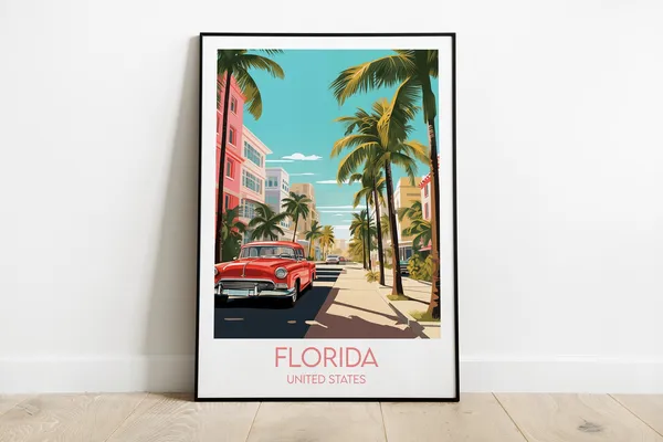 Florida Travel Poster, Custom Personalised Art Print