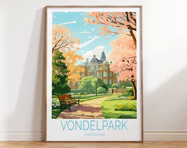 Vondelpark Amsterdam Travel Poster, Netherlands