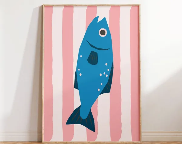Maximalist Retro Fish Sea Life Kitchen Art Print