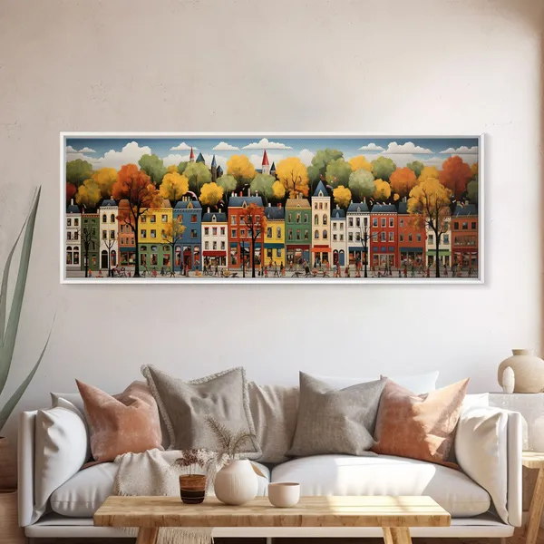 Boston Row Houses, 1800s Panoramic Travel Poster