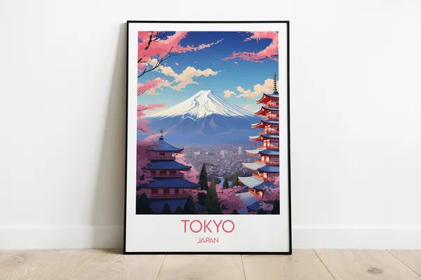 Tokyo Travel Print, Japan Poster for Wedding Gift