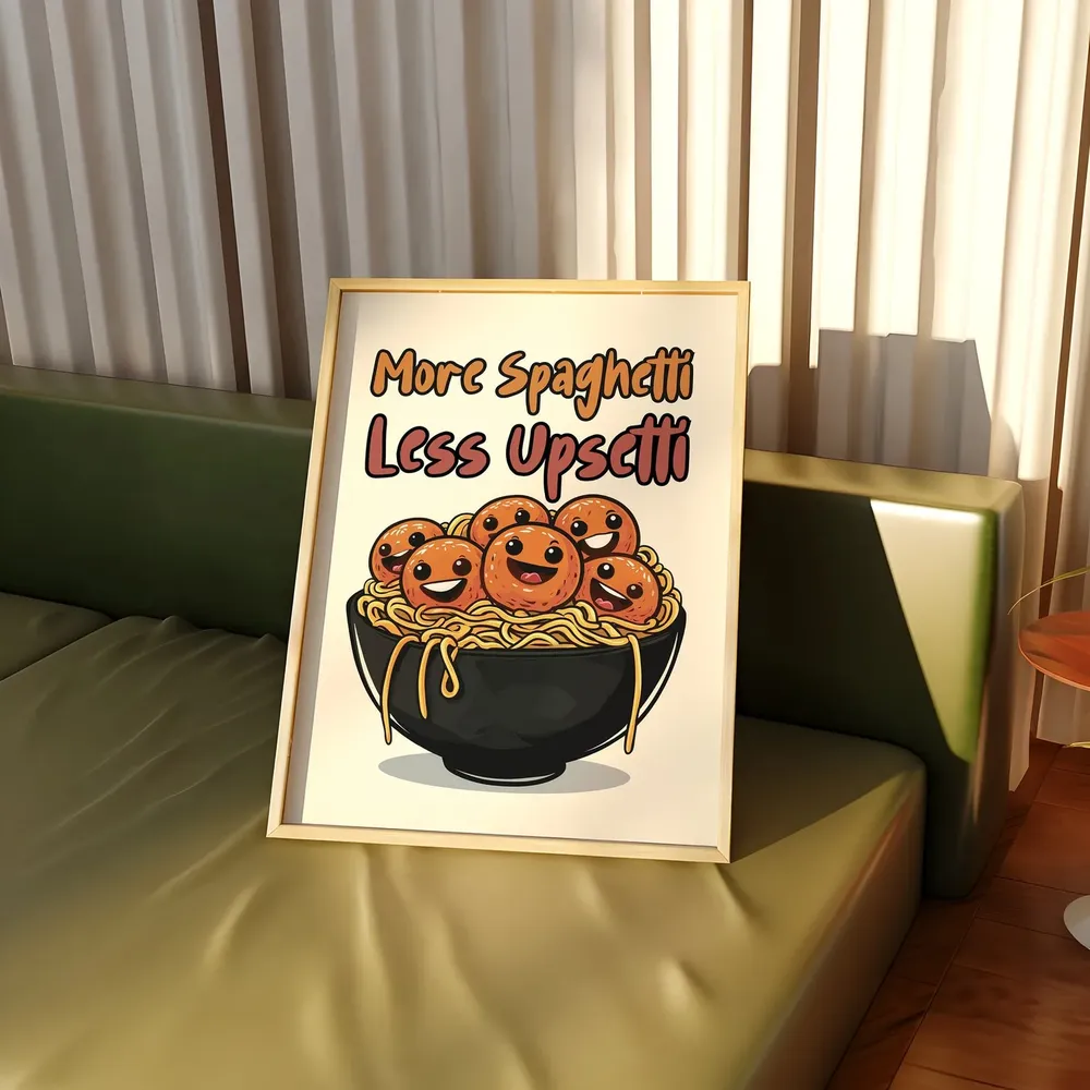 More Spaghetti Less Upsetti Retro Pasta Print - Image 2