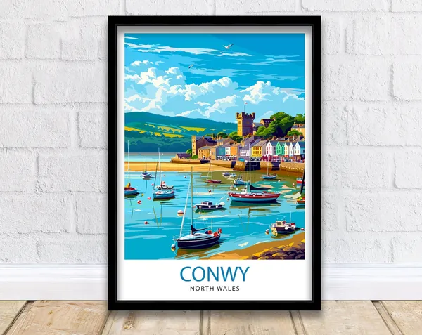 Conwy Castle Travel Poster, Wales Travel Decor